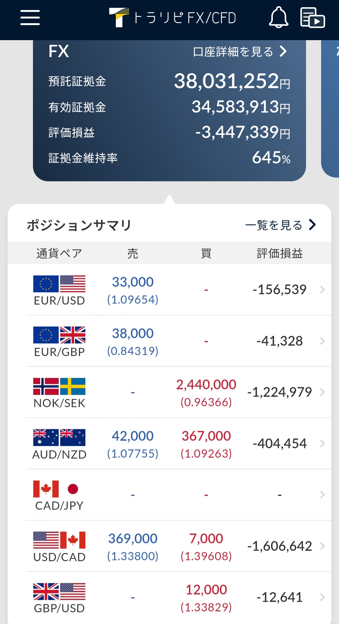 ポジションサマリ（通貨別評価損益）2025年4月
